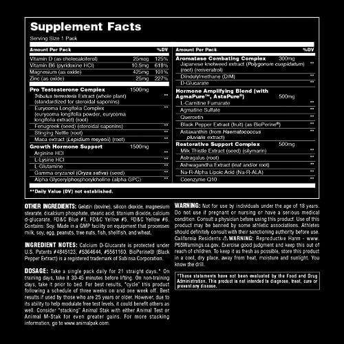 Animal Stak – Complete Natural Hormone Booster Supplement with Tribulus – Natural Testosterone Booster for Athletes – Contains Estrogen Blockers – 1 Month Cycle