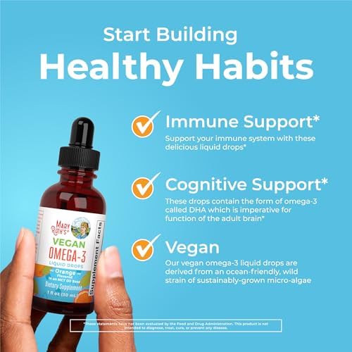 MaryRuth Organics Vegan Omega-3 Liquid Drops (Orange, 30ml) - Heart & Brain Health