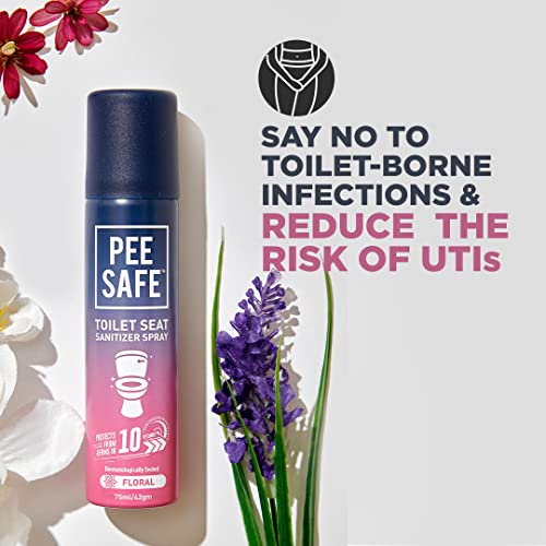 Pee Safe Toilet Seat Sanitizer Spray 75ml Pack of 2 Floral - Kills 99.9% Germs, UTI Prevention, Travel-Friendly