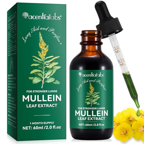Organic Mullein Leaf Drops for Lung Health - 2 fl Oz (60ml) | Supports Breathing & Lung Cleanse