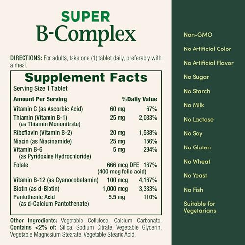 Nature's Bounty Super B-Complex with Folic Acid & Vitamin C - 150 Tablets