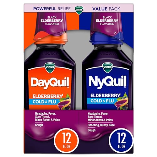 Vicks DayQuil & NyQuil Elderberry Flavor Cold & Flu Multi-Symptom Relief (2x12oz)
