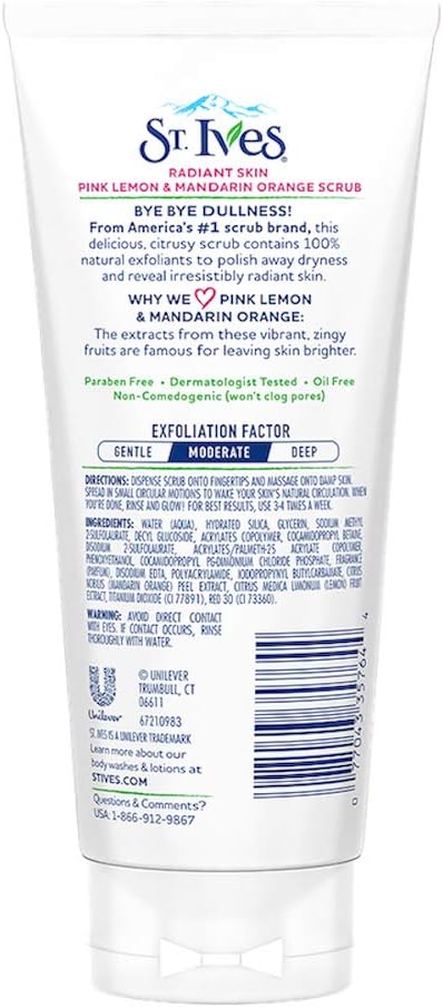 St Ives Radiant Skin Pink Lemon Mandarin Orange Scrub 6 Oz