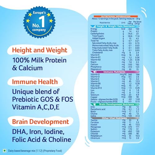 AptaGrow Kids Milk Drink Powder - Vanilla, 400g | Height, Immunity & Brain Development