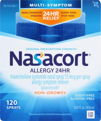 Nasacort Allergy 24HR Nasal Spray for Adults - Non-Drowsy & Alcohol-Free, 120 Sprays