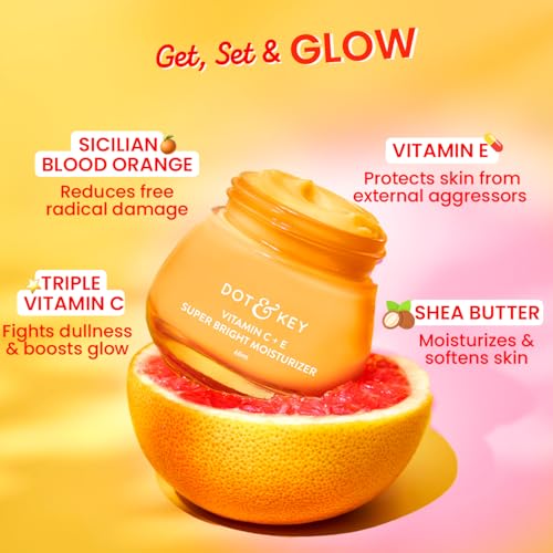 Dot & Key Vitamin C + E Sorbet Super Bright Moisturizer for Face - Oil Free Lightweight Face Cream for Glowing Skin - Reduces Dullness - 25ml