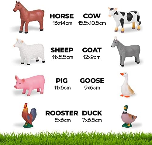 Learning Minds Jumbo Farm Animal Figures Set - Educational Toy for 1, 2, 3 Year Olds - 8-Piece Set for Creative Play