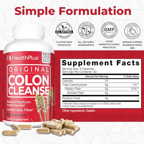 Health Plus The Original Colon Cleanse Caps 625mg 200 Capsules - Advanced Digestive Support