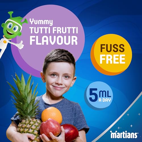 Martians BoneActive Calcium, Multivitamins & Minerals Syrup for Children 1+ Years | Tutti Frutti Flavour | 125ml