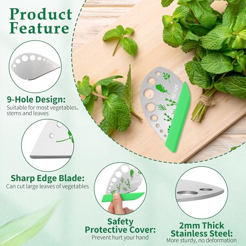 Luxiv Herb Stripper 9 Holes Stainless Steel Kitchen Tool for Kale Basil Rosemary - Green