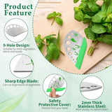 Luxiv Herb Stripper 9 Holes Stainless Steel Kitchen Tool for Kale Basil Rosemary - Green