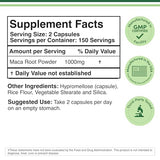 Premium Maca Root Capsules 1000mg - Black, Red, Yellow Blend for Energy & Performance | 300 Count by Double Wood Supplements