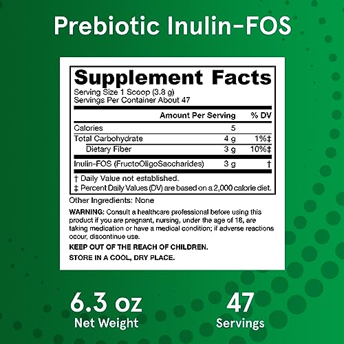 Jarrow Formulas Inulin FOS Prebiotic Fiber Powder - 6.3 oz - Digestive Health