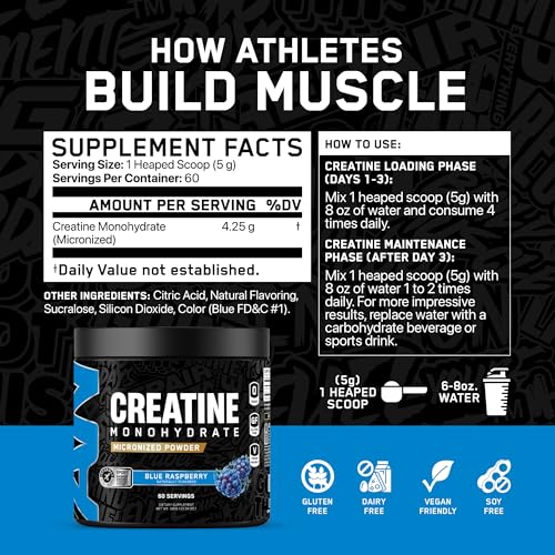 Applied Nutrition ABE Creatine Monohydrate Powder - 60 Servings, Micronized, Sugar-Free & Keto Friendly