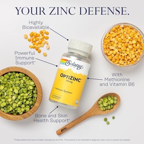 Solaray OptiZinc 30mg - 60 Vegetarian Capsules for Immune Support