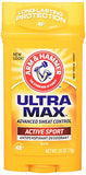 ARM & HAMMER Ultra Max Invisible Solid Wide Stick Antiperspirant Deodorant, Active Sport - 2.6 oz