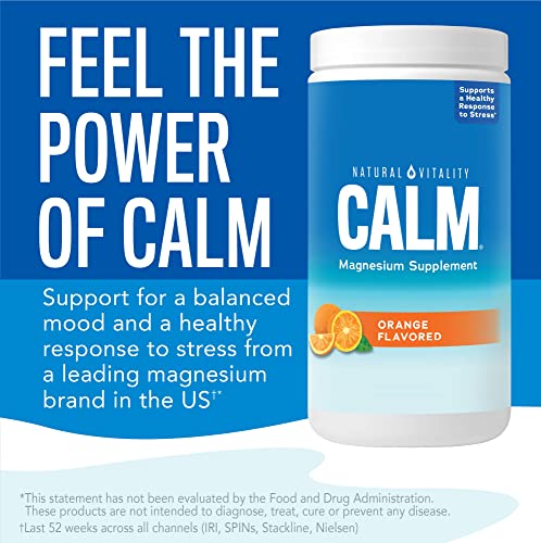 Natural Vitality Calm Magnesium Citrate Supplement - Anti-Stress Drink Mix - Gluten Free Vegan Non-GMO Orange 8 oz