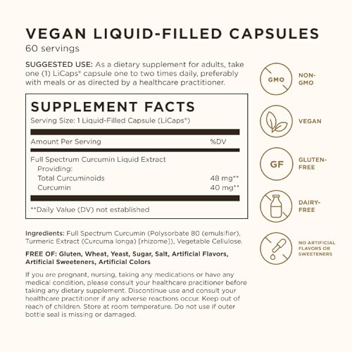 Solgar Full Spectrum Curcumin Liquid Extract Supplement - 60 Softgels