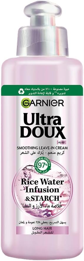 Garnier Ultra Doux Rice Water Leave-In Conditioner 200ml - Soft, Shiny