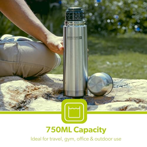 Royalford Stainless Steel Thermos Flask with Cup - 750ml (Hot & Cold)
