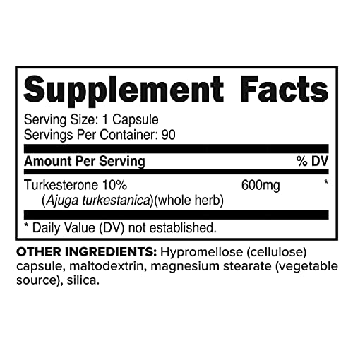 Primaforce Turkesterone 600mg 90 Capsules - Natural Anabolic Non-GMO Gluten-Free Muscle Builder