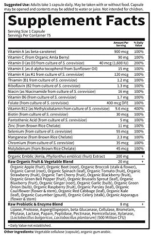 Garden of Life Vitamin Code Raw One Men's Multivitamin - Daily Support (75 Vegetarian Capsules)