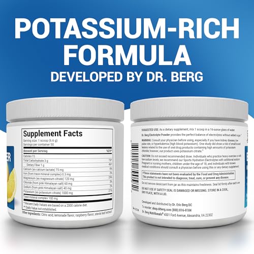 Dr. Berg Zero Sugar Hydration Keto Electrolyte Powder - Raspberry & Lemon Flavor - 50 Servings
