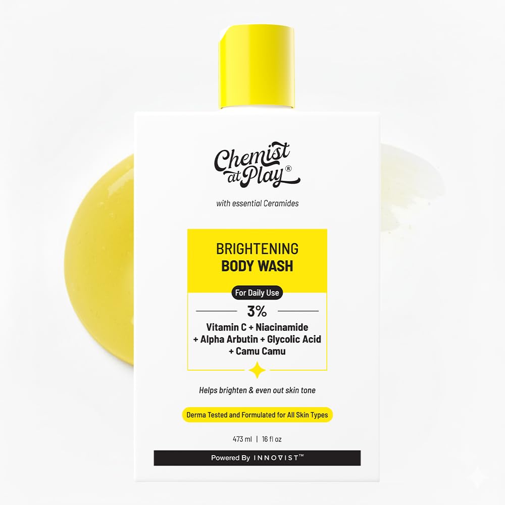 Chemist at Play Brightening Body Wash - Glowing Skin Vitamin C Bodywash - Alpha Arbutin & 30X Vitamin C with Camu Camu - For Women & Men