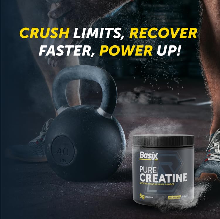 Basix Pure Creatine Monohydrate Powder - 300g | Unflavored | Muscle Strength & Recovery