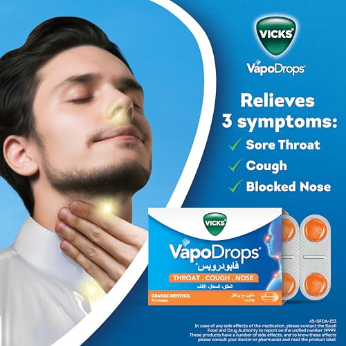Vicks VapoDrops Cough, Nose & Throat Orange Menthol Lozenges - 16 Count