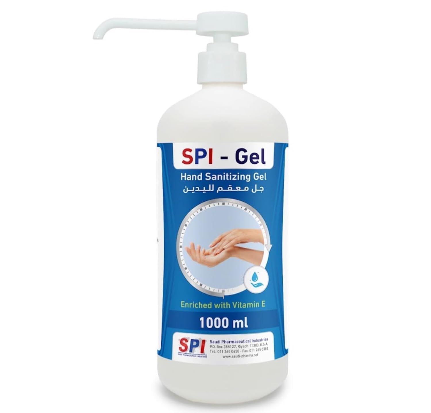 SPI Hand Sanitizer Gel - 70% Ethanol Alcohol (1000ml Bottle)