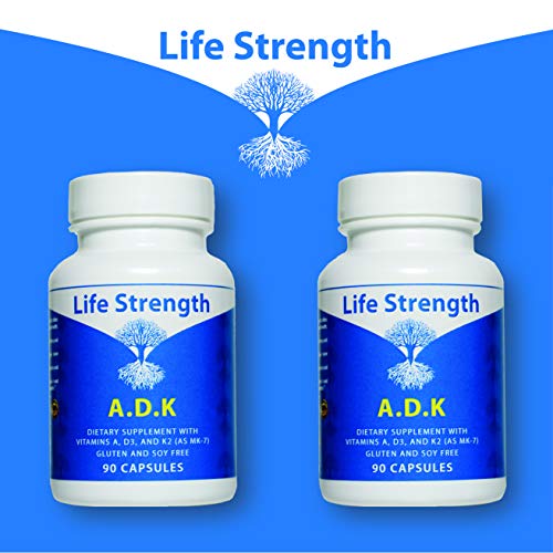 Life Strength ADK - Vitamins A, D3 & K2 (MK7) for Bone, Heart & Immune Support - 90 Capsules