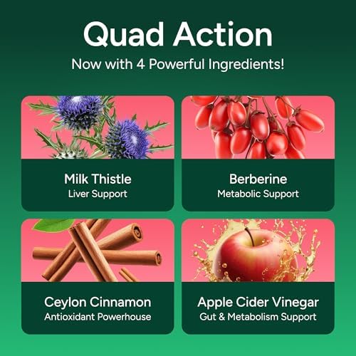 Keto Berberine Complex Gummies (Sugar-Free) with Ceylon Cinnamon, Milk Thistle, ACV [AMPK Metabolic Activator] Berberine Supplement for Metabolism, Energy, Gut Health, Fasting & Body Mass Control