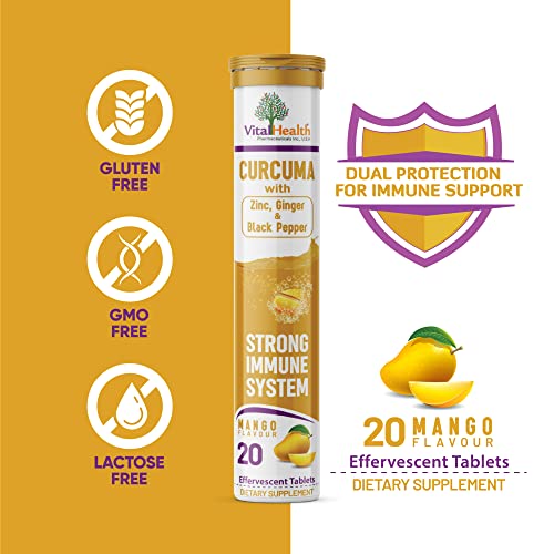 Turmeric Curcumin with Zinc, Ginger & Black Pepper - Mango Flavor - Immune & Joint Support