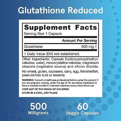 Jarrow Formulas Reduced Glutathione: 500mg (60 Veggie Caps)