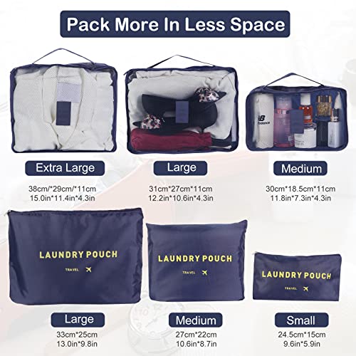SKY-TOUCH 6-Piece Travel Packing Cubes & Laundry Bag Set - Waterproof Organizer