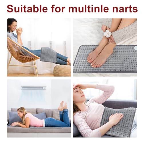 Electric Heating Pad for Back, Neck, Shoulder & Abdomen Relief - Silver Gray (13.7" x 23")