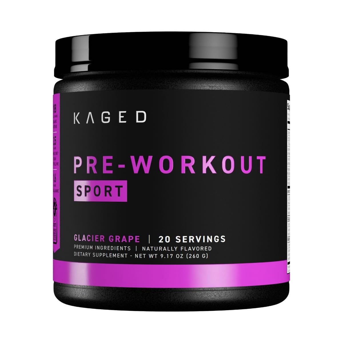 Pre-Kaged Sport Pre-Workout Powder - 20 Servings Glacier Grape - Enhanced Energy & Focus