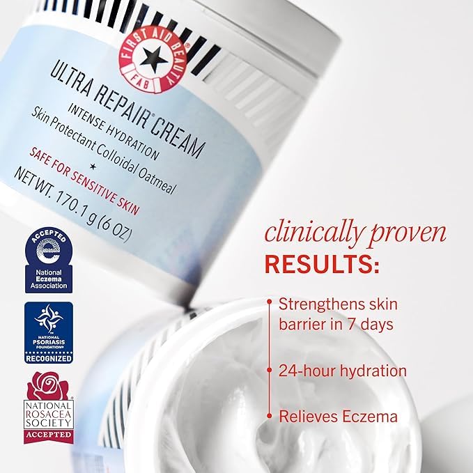 First Aid Beauty Ultra Repair Cream - Intense Hydration Colloidal Oatmeal, Miracle Skin Barrier Protection, 14 oz