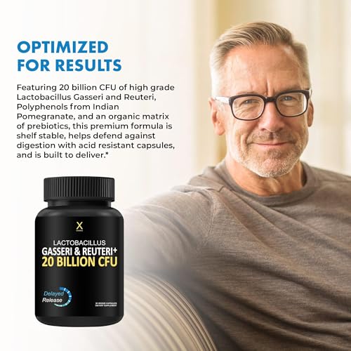 HUMANX Lactobacillus Gasseri & Reuteri Probiotic - 20 Billion CFU with Organic Prebiotics - USA Made - Non-GMO