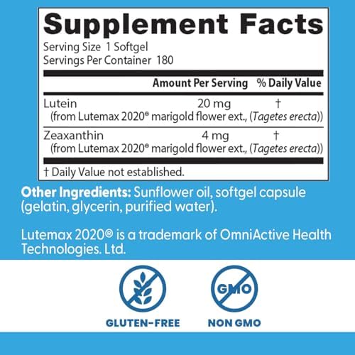 Doctor's Best, Lutein, Lutemax 2020, 20 mg, 180 Softgels