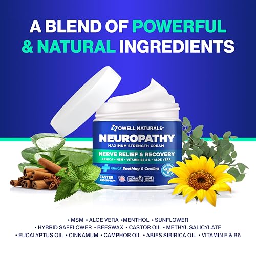 OWELL NATURALS Neuropathy Nerve Relief Cream - Extra Strength for Foot, Hands, Legs