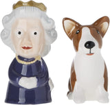 Abbott Collection Queen & Corgi Salt & Pepper Set - Charming Kitchen Accessory