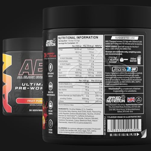 Applied Nutrition ABE Pre Workout Powder - Citrulline, Creatine & Beta Alanine (375g)