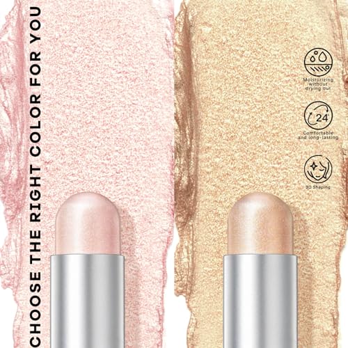 2 Pack Highlighter Stick Makeup - Non-greasy and Water-resistant Face Contouring Pen