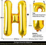 Goldedge Large Gold Letter H Foil Balloon - 32 Inch