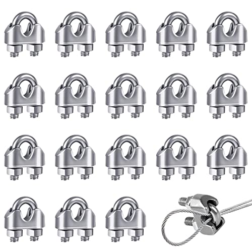 KASTWAVE 18 Pcs M3 U Bolt Wire Rope Clip and Cable Clamp - 304 Stainless Steel for Garden and Gym Use