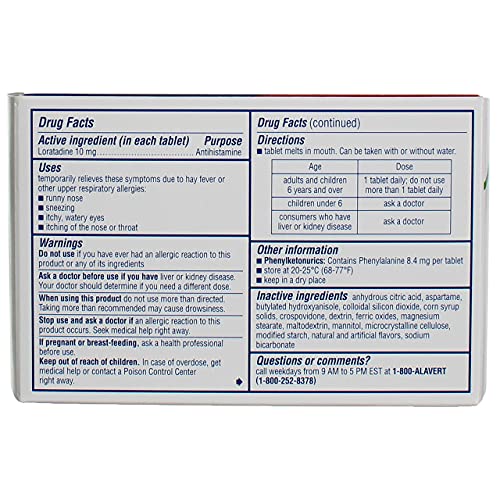 Alavert 24 Hour Allergy Citrus Burst Tablets 10mg - 180 Count (3 Pack of 60)