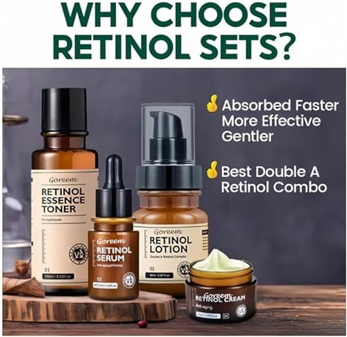 Anti-Aging Retinol Face Cream Set 4PCS - Complete Skincare Routine for Youthful Skin