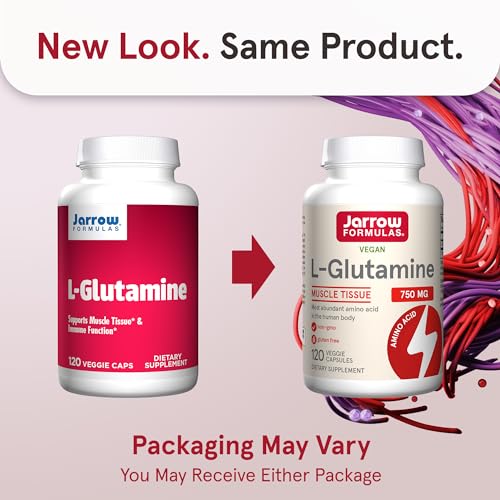 Jarrow Formulas L-Glutamine 750mg - 120 Capsules - Supports Gut & Muscle Health